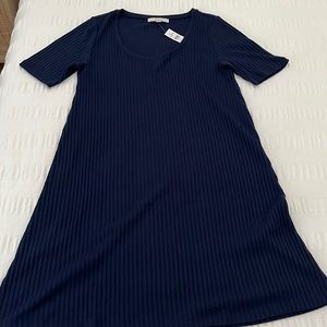 Loft Navy Ribbed Shortsleeved Dress. New w/tags.